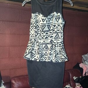 Black and White Geometric Mini Dress
